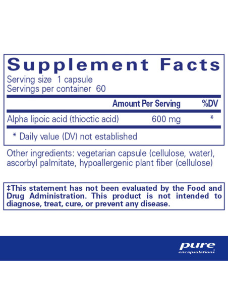 Alpha Lipoic Acid 600 mg - 60 Capsules | Pure Encapsulations