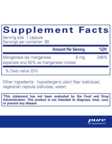 Manganese - 60 Capsules | Pure Encapsulations