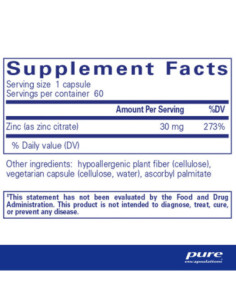 Zinc (citrate) - 60 Capsules | Pure Encapsulations 2