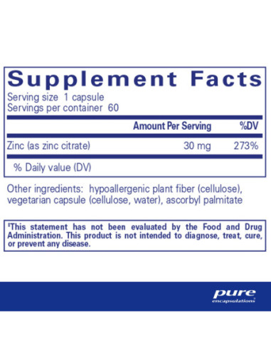 Zinc (citrate) - 60 Capsules | Pure Encapsulations