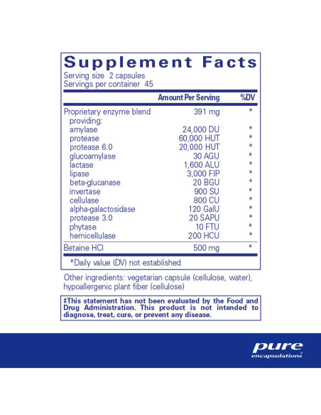 Digestive Enzymes Ultra with Betaine HCl - 90 Capsules | Pure Encapsulations