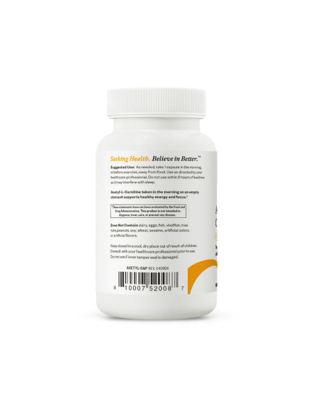 Acetyl-L-Carnitine 500mg - 90 Capsules | Seeking Health