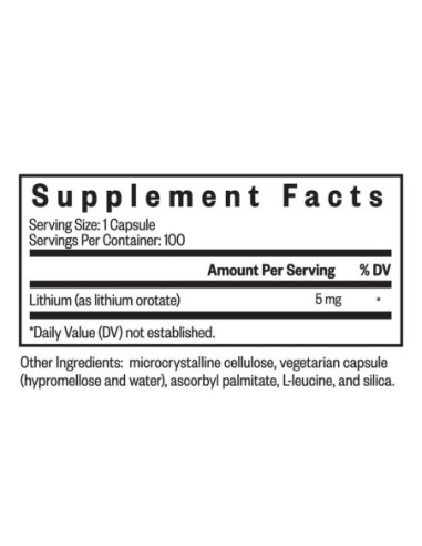 Lithium Orotate 5mg - 100 Capsules | Seeking...