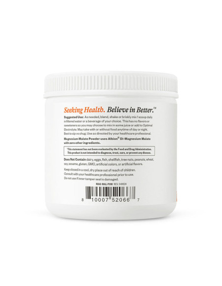 Magnesium Malate Powder 500mg - 250g | Seeking Health