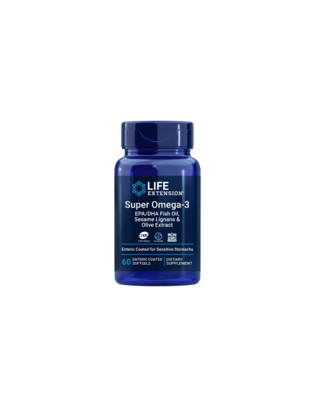Super Omega-3 EPA/DHA Fish Oil, Sesame Lignans & Olive Extract - 60 enteric coated softgels | Life Extension