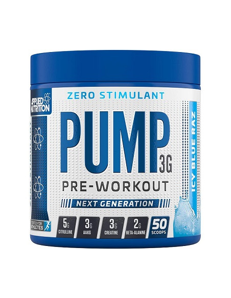Pump 3G Pre-Workout (Zero Stimulant), Icy Blue Raz (EAN 634158794353) - 375g | Applied Nutrition