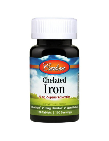 Chelated Iron, 27mg - 100 tablets | Carlson Labs