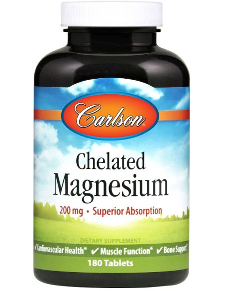 Chelated Magnesium, 200mg - 180 tablets | Carlson Labs