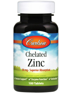 Chelated Zinc, 30mg - 100 tablets | Carlson Labs