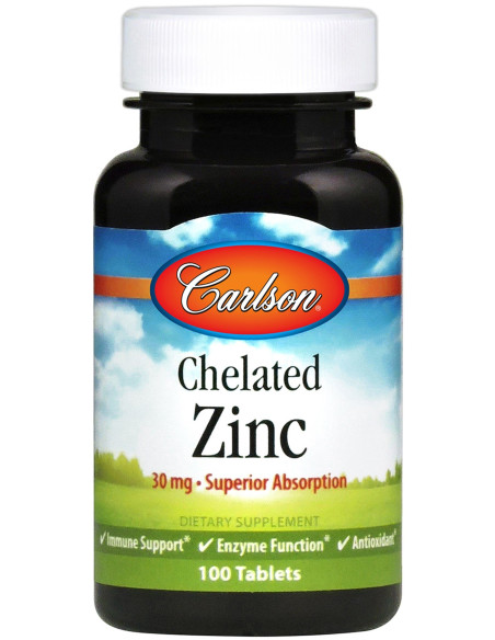 Chelated Zinc, 30mg - 100 tablets | Carlson Labs