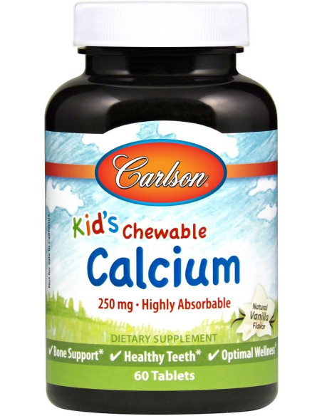 Kid's Chewable Calcium, 250mg Natural Vanilla - 60 tablets | Carlson Labs