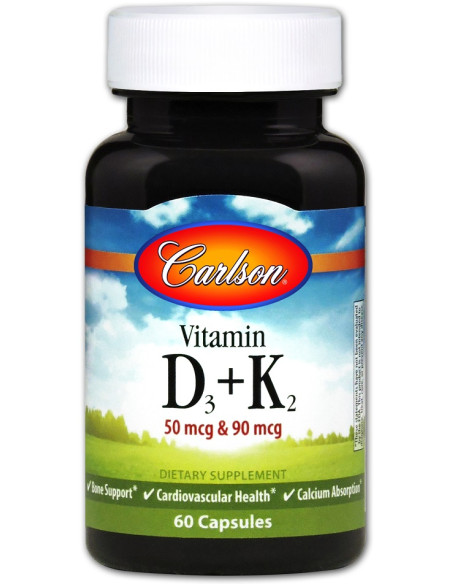 Vitamin D3 + K2 - 60 caps | Carlson Labs