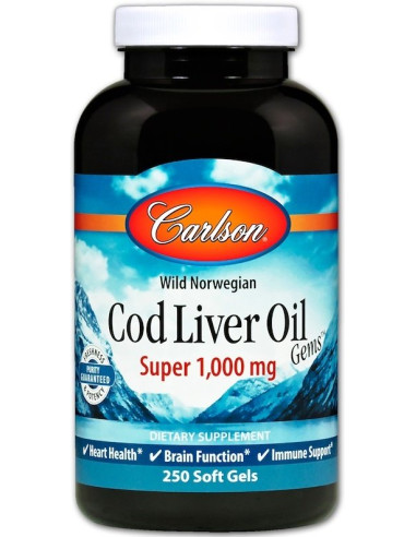 Wild Norwegian Cod Liver Oil Gems, 1000mg - 250...