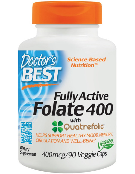 Fully Active Folate 400 with Quatrefolic, 400mcg - 90 vcaps | Doctor's Best