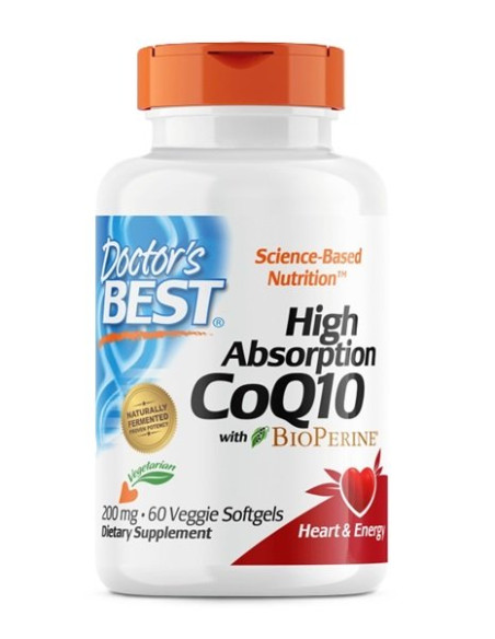 High Absorption CoQ10 with BioPerine, 200mg - 60 veggie softgels | Doctor's Best