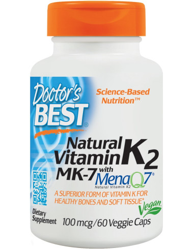 Natural Vitamin K2 MK7 with MenaQ7, 100mcg - 60...