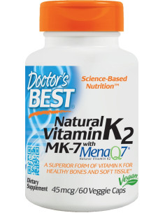 Natural Vitamin K2 MK7 with MenaQ7, 45mcg - 60 vcaps |...