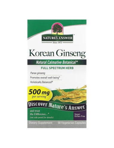 Korean Ginseng, 500mg - 50 vcaps | Nature's Answer