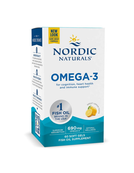 Omega-3, 690mg Lemon - 60 softgels | Nordic Naturals