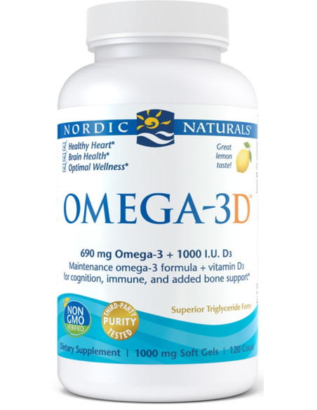 Omega-3D, 690mg Lemon - 120 softgels | Nordic Naturals