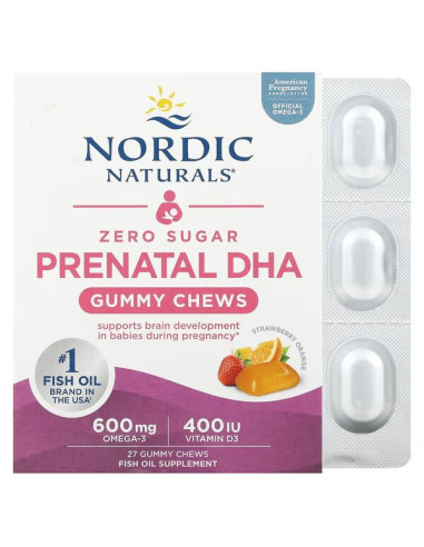 Prenatal DHA Gummy Chews, Strawberry Orange -...