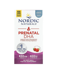 Prenatal DHA, 830mg Omega-3 + 400 IU D3 Strawberry - 90...