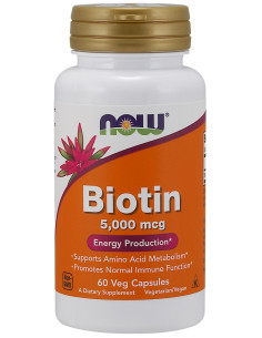 Biotin, 5000mcg - 60 vcaps | NOW Foods