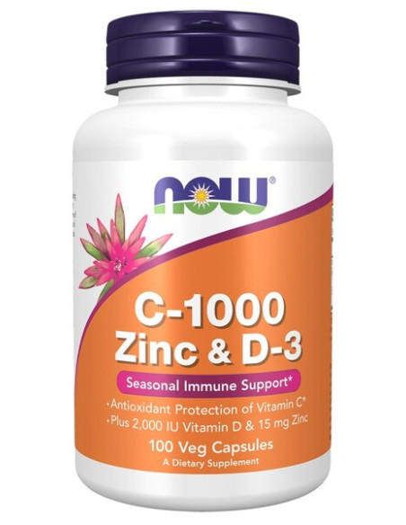C-1000 Zinc & D-3 - 100 vcaps | NOW Foods