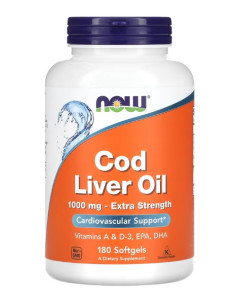 Cod Liver Oil, 1000mg Extra Strength - 180 softgels | NOW...