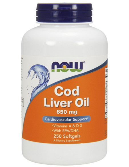 Cod Liver Oil, 650mg - 250 softgels | NOW Foods
