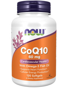 CoQ10 with Omega-3, 60mg - 120 softgels | NOW Foods