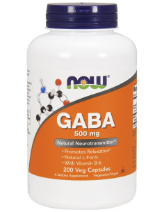 GABA with Vitamin B6, 500mg - 200 vcaps | NOW Foods