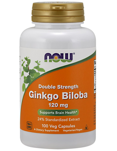 Ginkgo Biloba Double Strength, 120mg - 100 vcaps | NOW Foods