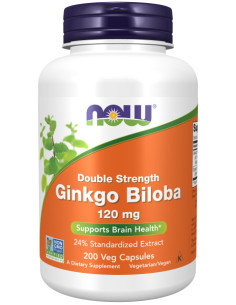 Ginkgo Biloba Double Strength, 120mg - 200 vcaps | NOW Foods