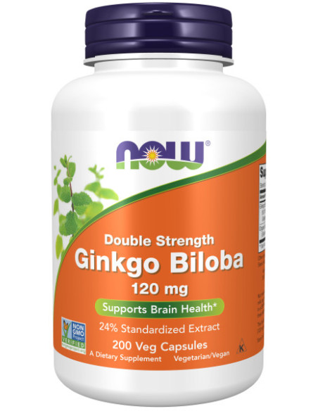 Ginkgo Biloba Double Strength, 120mg - 200 vcaps | NOW Foods