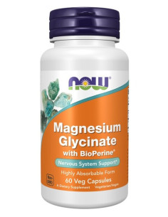 Magnesium Glycinate with BioPerine - 60 vcaps | NOW Foods