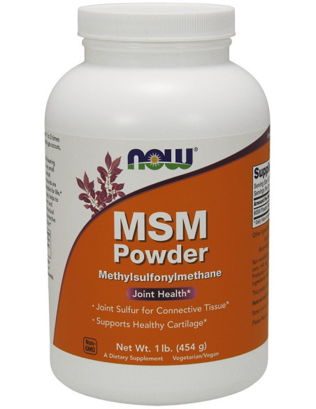 MSM Methylsulphonylmethane, Powder  - 454g | NOW Foods