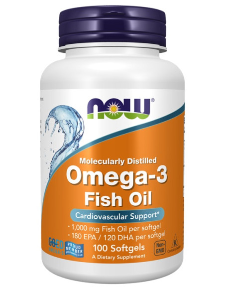Omega-3 Fish Oil, Molecularly Distilled - 100 softgels | NOW Foods
