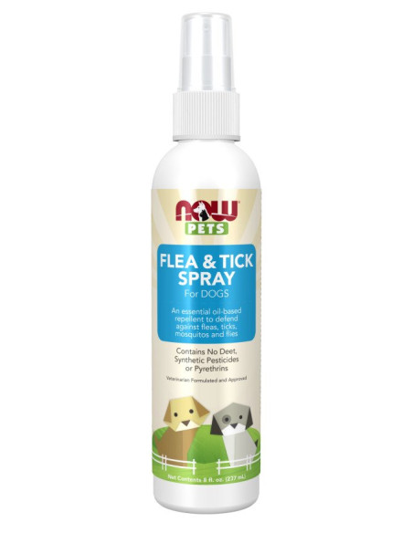 Pets, Flea & Tick Spray for Dogs - 237 ml. | NOW Foods