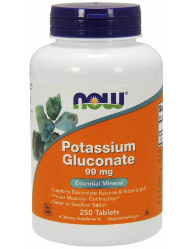Potassium Gluconate, 99mg - 250 tablets | NOW...