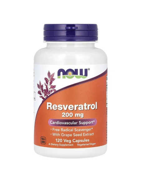 Natural Resveratrol with Red Wine Extract, 200mg - 120 vcaps | NOW Foods
