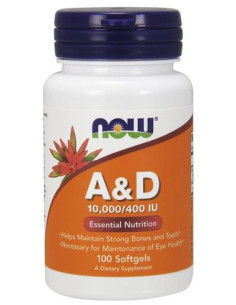 Vitamin A & D, 10000/400 IU - 100 softgels | NOW Foods