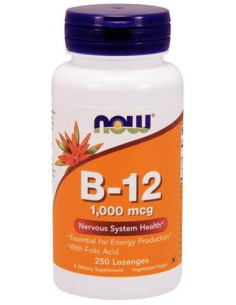 Vitamin B-12 with Folic Acid, 1000mcg - 250 lozenges |...