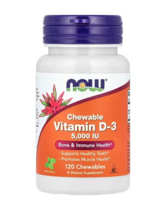 Vitamin D-3, 5000 IU (Chewable) - 120 chewables | NOW Foods