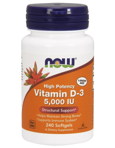 Vitamin D-3, 5000 IU - 240 softgels | NOW Foods
