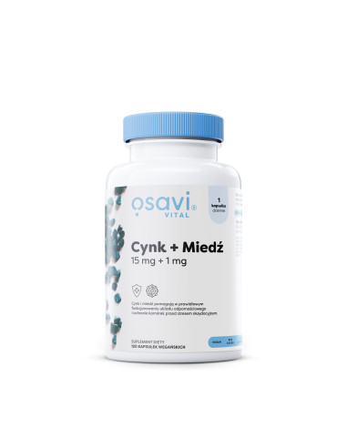 Cynk + Miedź, 15mg + 1mg - 120 vegan caps | Osavi
