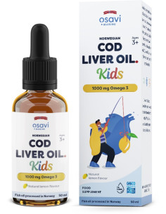 Norwegian Cod Liver Oil Kids, 1000mg Omega 3 (Lemon) - 50...