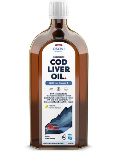 Norwegian Cod Liver Oil, 1000mg Omega 3 (Lemon)...