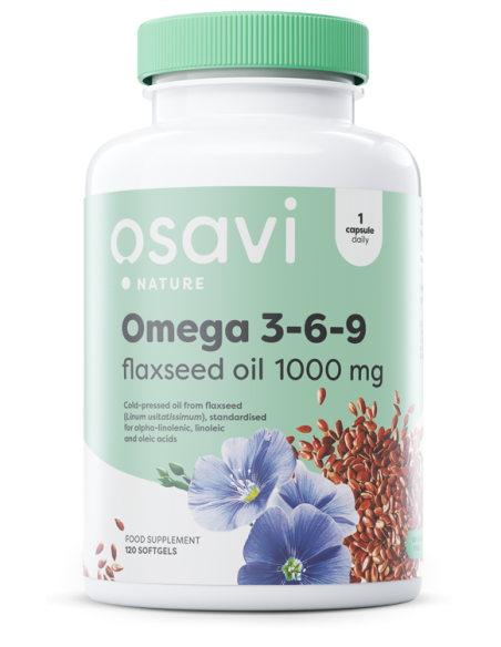 Omega 3-6-9 Flaxseed Oil, 1000mg - 120 softgels | Osavi
