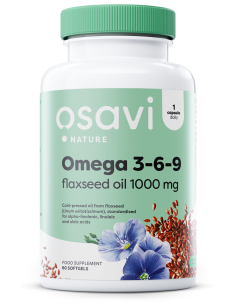 Omega 3-6-9 Flaxseed Oil, 1000mg - 60 softgels | Osavi
